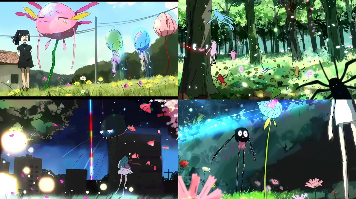 Pastel Dreamscape in Whimsical Anime-Inspired Tableau - Midjourney sref style