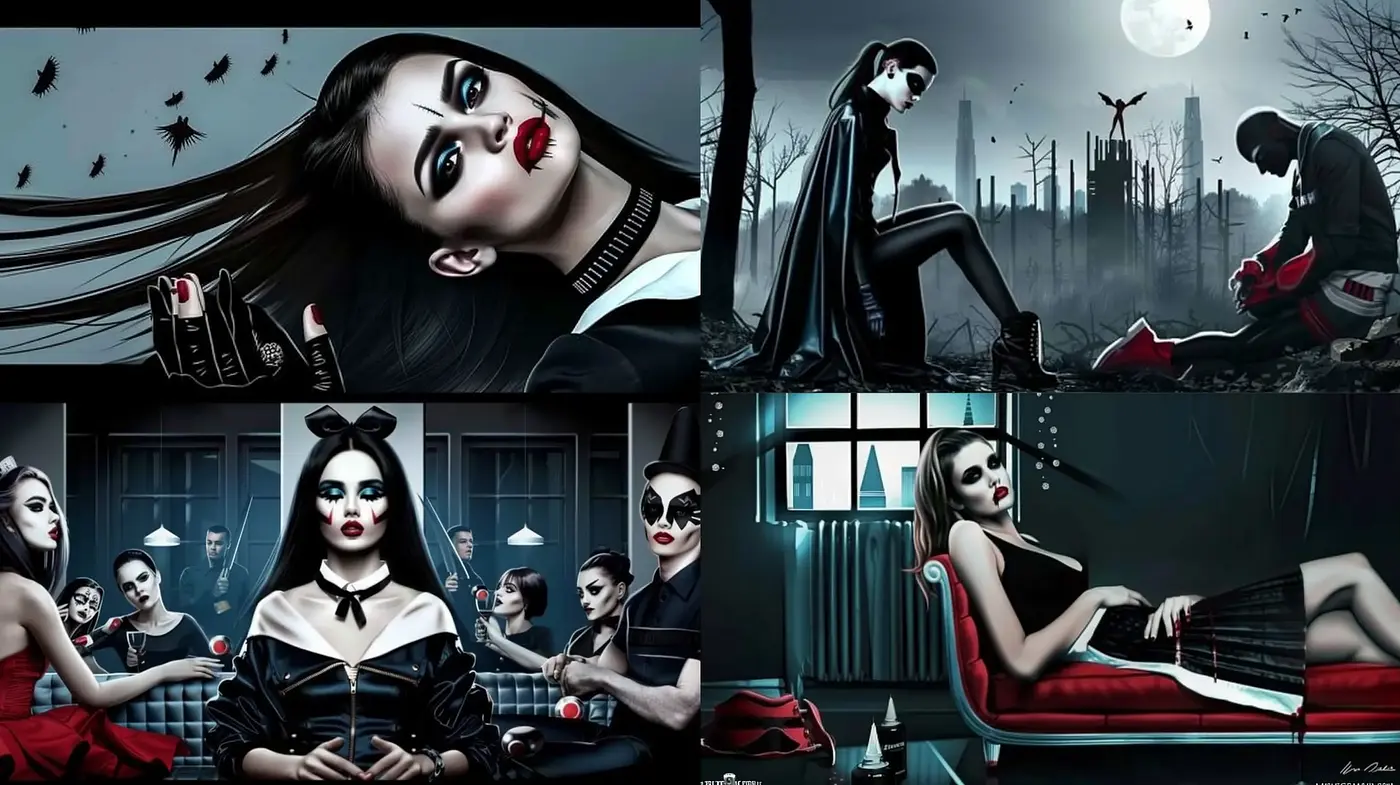 Gothic Nocturne: A Fusion of Dark Surrealism and Modern Gothic Elegance - Midjourney sref style
