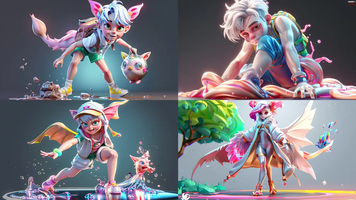 Vibrant Fantasy Fusion with a Modern 3D Animation Appeal - Midjourney sref style