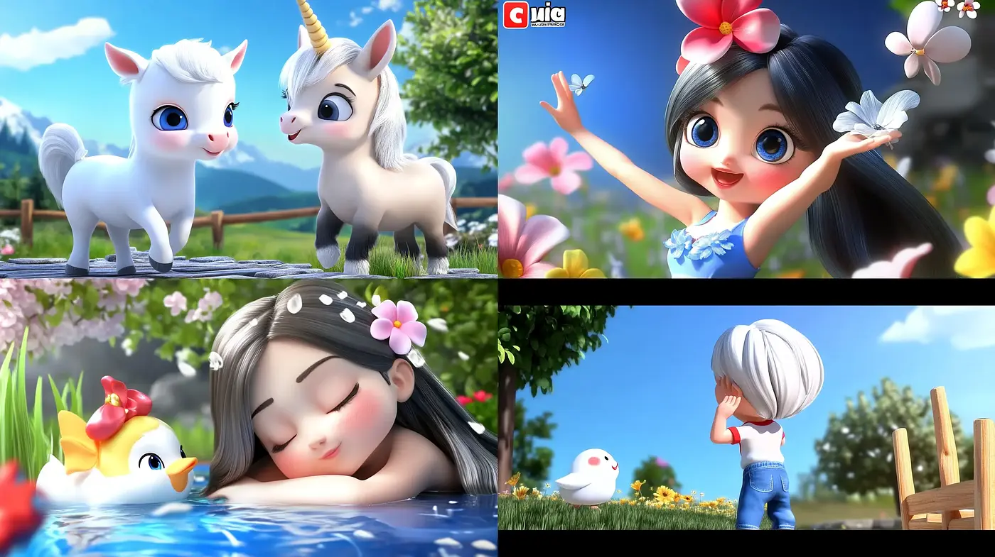 Enchanted Serenity: A Harmonious Blend of Vivid 3D Animation and Pastoral Imagination - Midjourney sref style