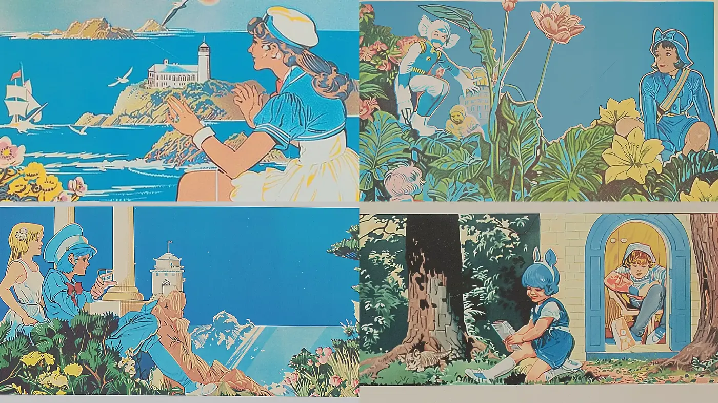 Serene Vintage Hues and Storybook Illustration Fusion - Midjourney sref style