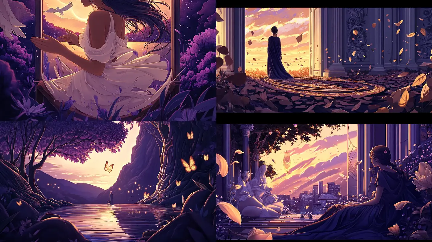 Ethereal Twilight Hues in Dreamy Anime-Inspired Vistas - Midjourney sref style