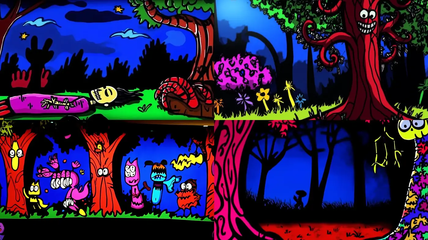 Whimsical Nocturne in Bold Chromatic Harmony - Midjourney sref style