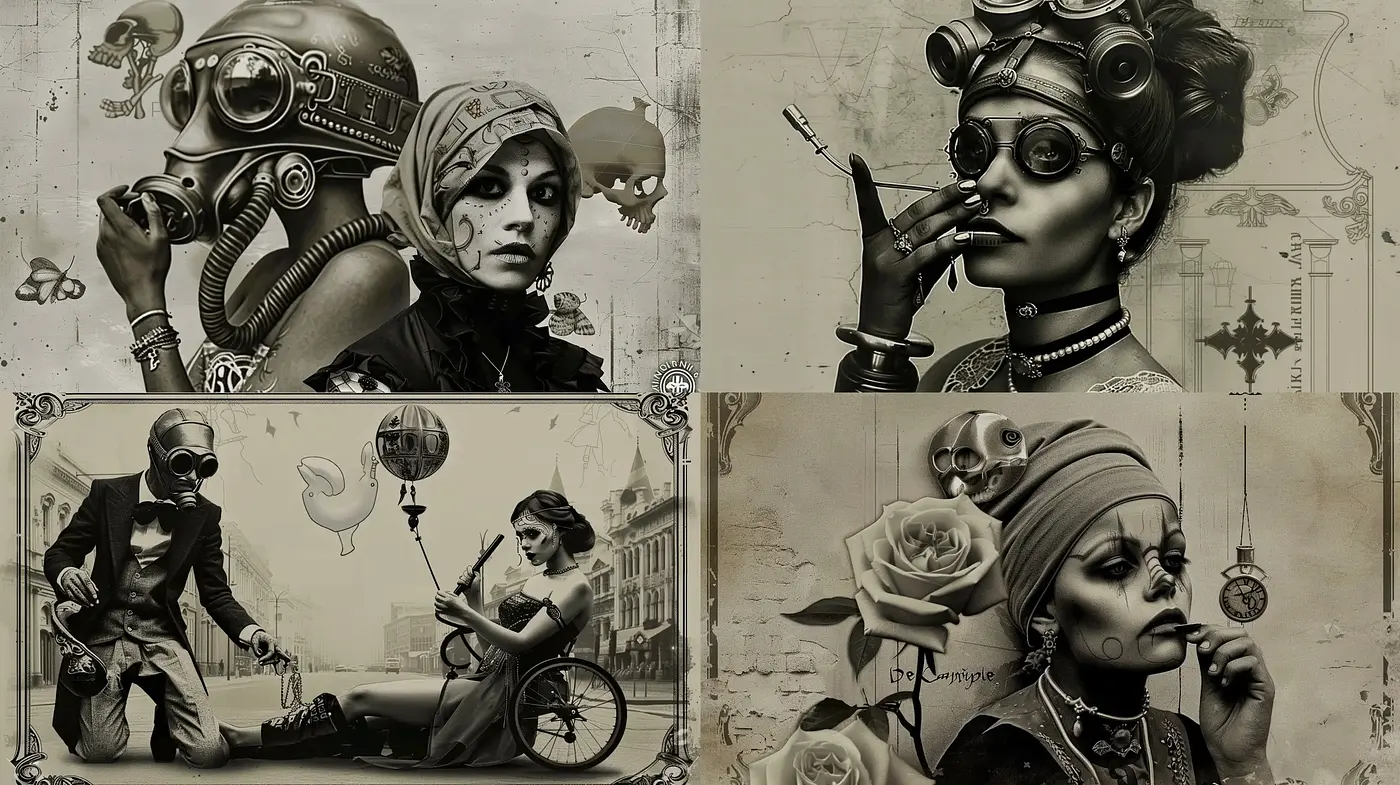 Steampunk Elegance with Sepia-Toned Melancholy - Midjourney sref style