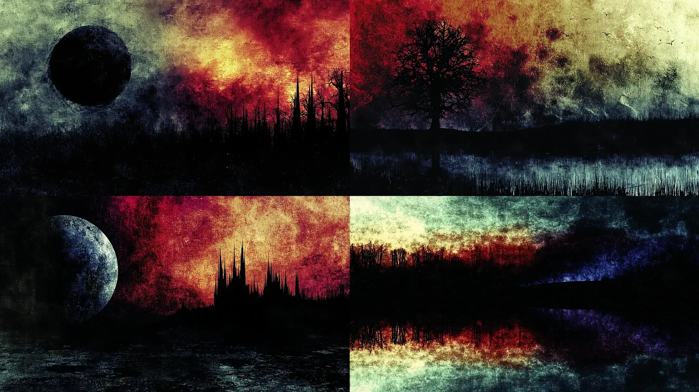Ethereal Dusk: A Symphony of Surreal Landscapes and Vibrant Hues - Midjourney sref style