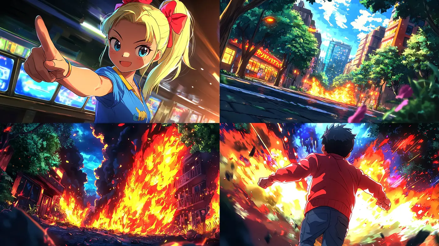 Energetic Anime-Inspired Urban Dreamscape - Midjourney sref style