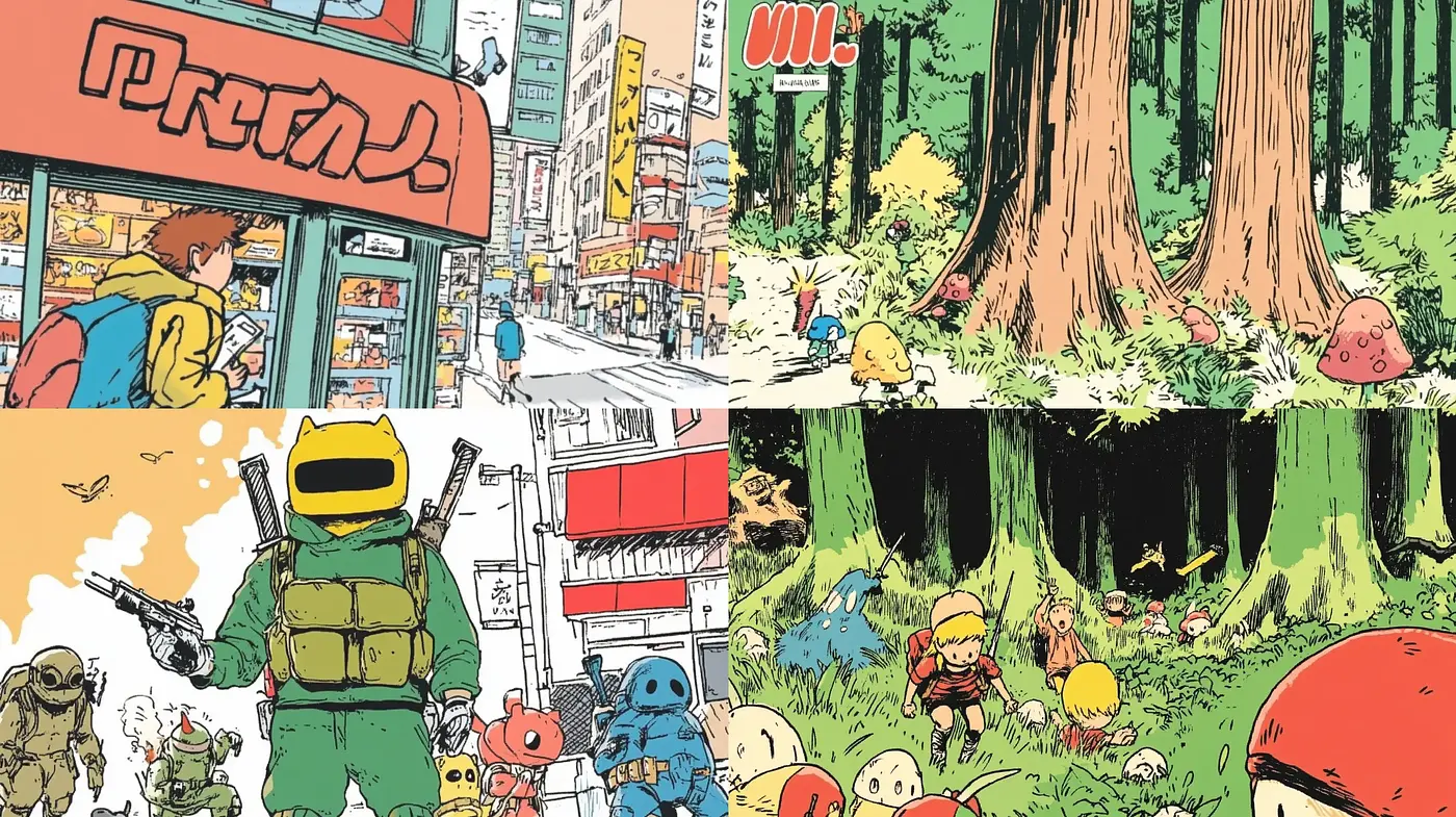 Playful Storybook Illustration Panorama - Midjourney sref style