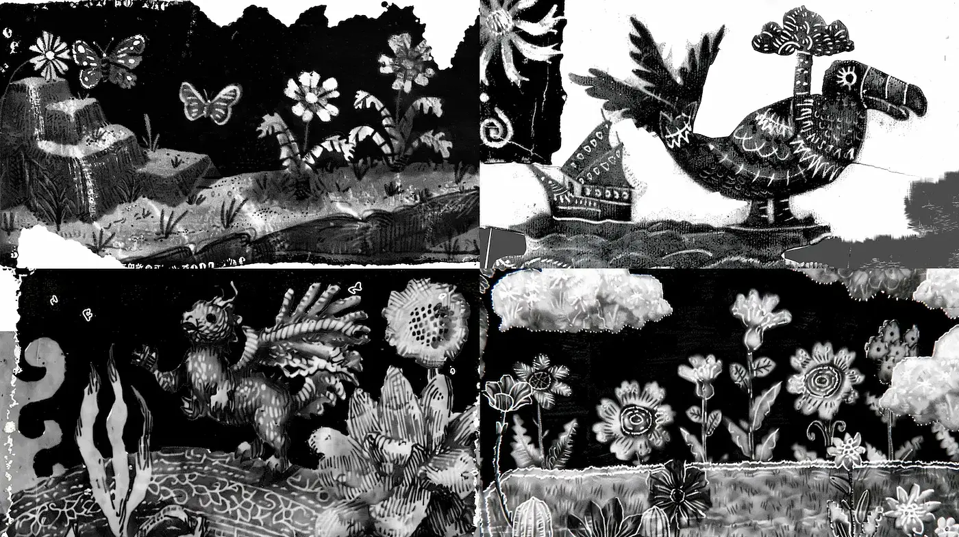 Whimsical Botanical Fantasies with a Folk Art Influence - Midjourney sref style