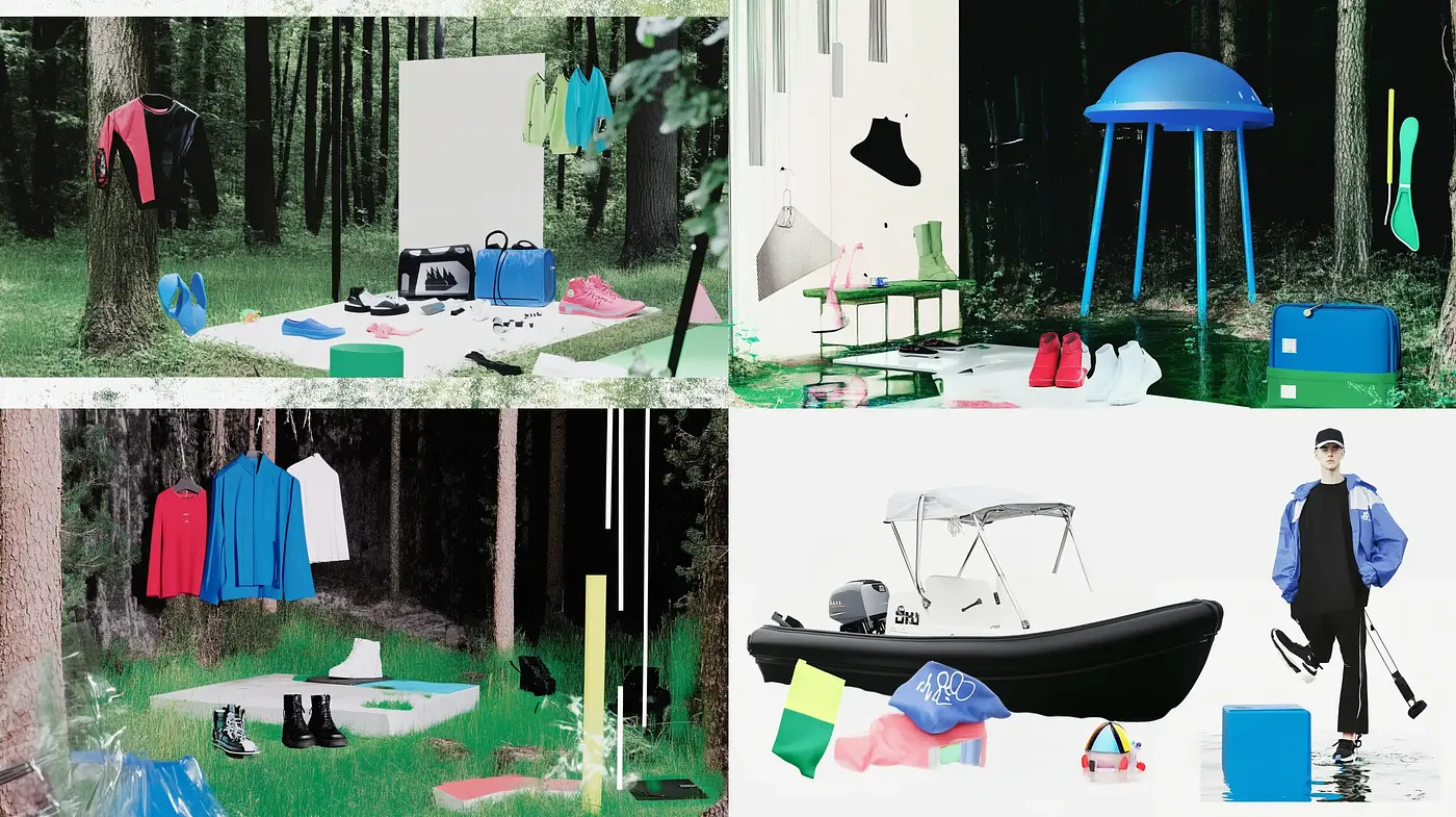 Surrealistic Forest Fusion with Contemporary Objects - Midjourney sref style
