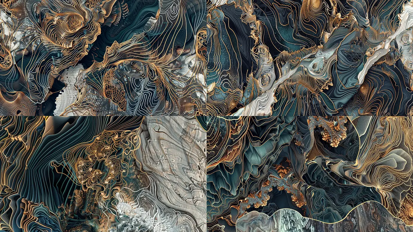 Abstract Topographical Elegance in Earthy Tones - Midjourney sref style