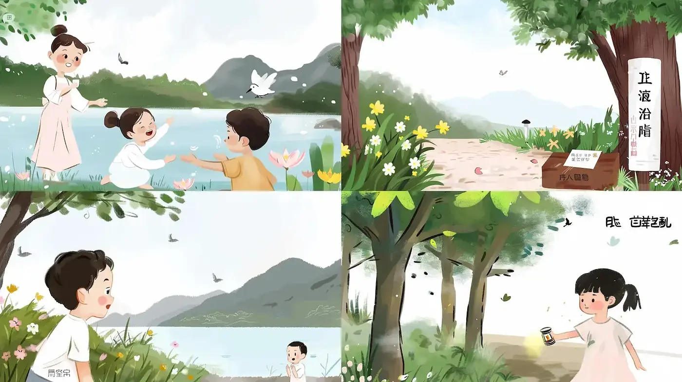 Serene Pastoral Dreamscapes: A Modern Homage to East Asian Watercolor Techniques - Midjourney sref style