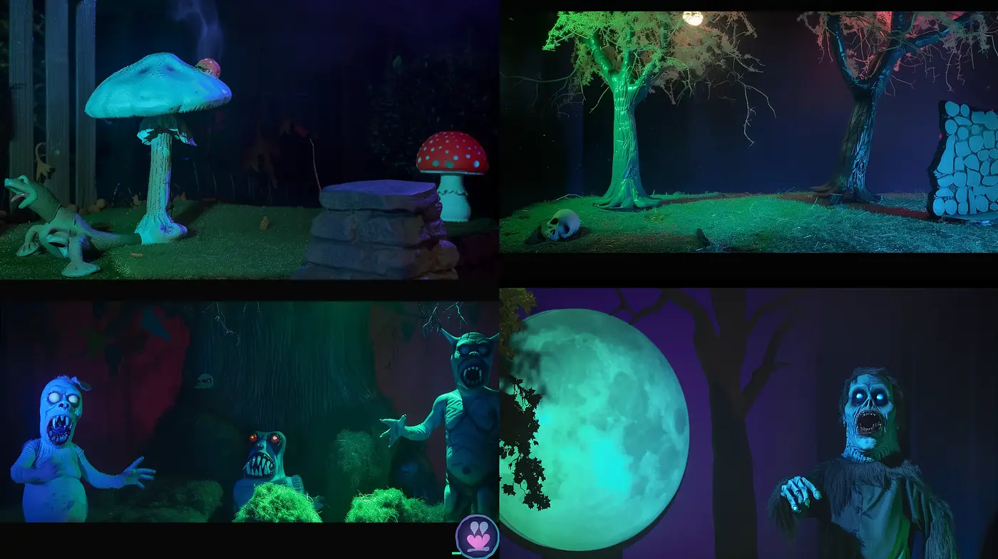 Eerie Nocturnal Surrealism with a Haunting Glow - Midjourney sref style