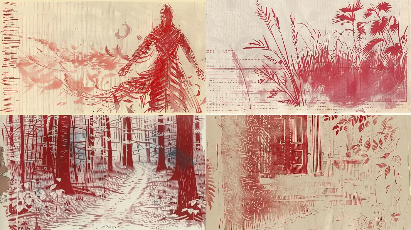 Sepia-toned Ethereal Sketches with a Dream-like Ambience - Midjourney sref style