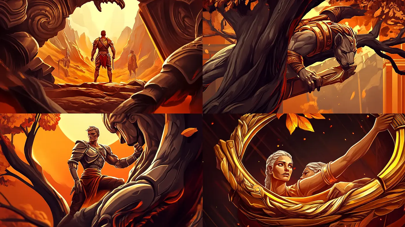 Ardent Hues and Dynamic Elegance in Digital Illustration - Midjourney sref style