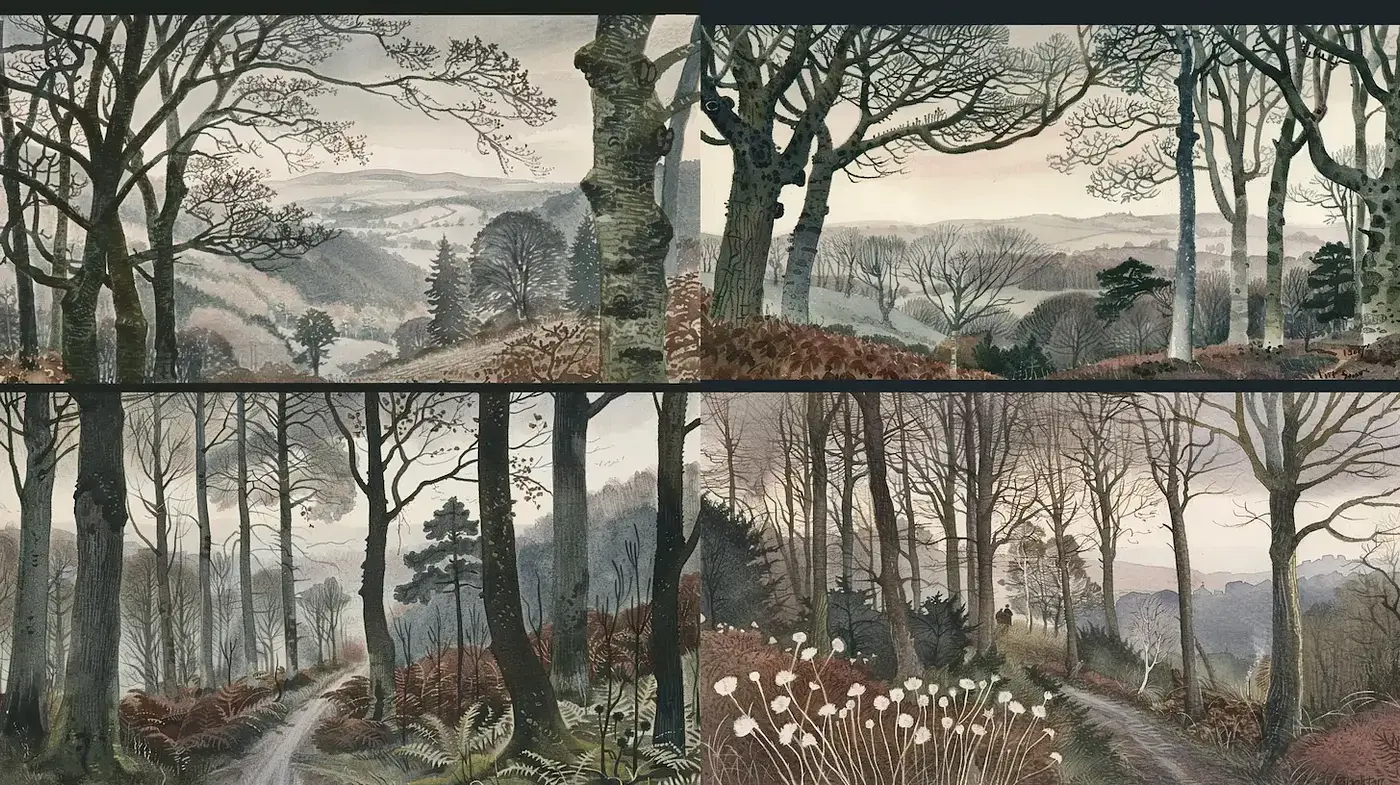 Ethereal Landscape Watercolors with Atmospheric Depth - Midjourney sref style