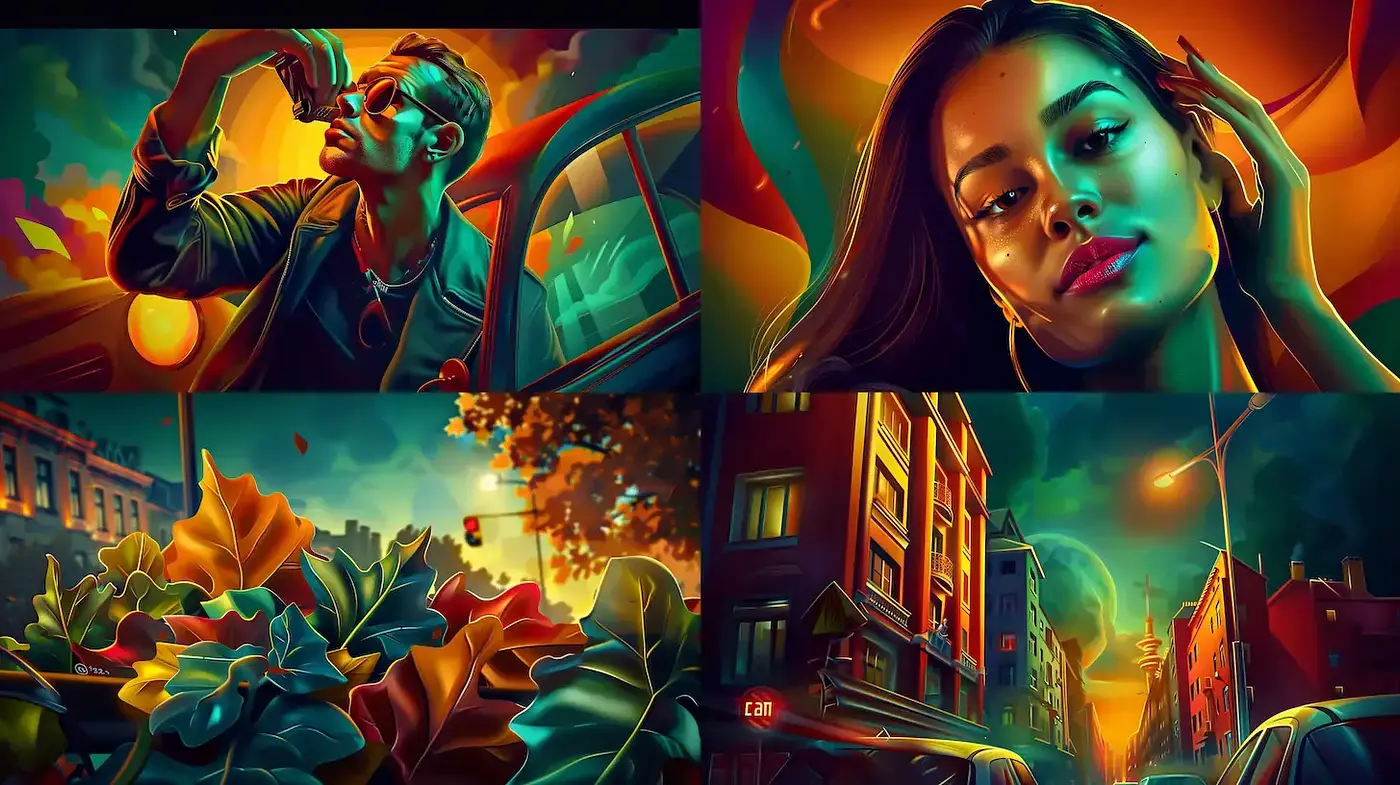 Vibrant, mood-driven contemporary art with surreal undertones - Midjourney sref style