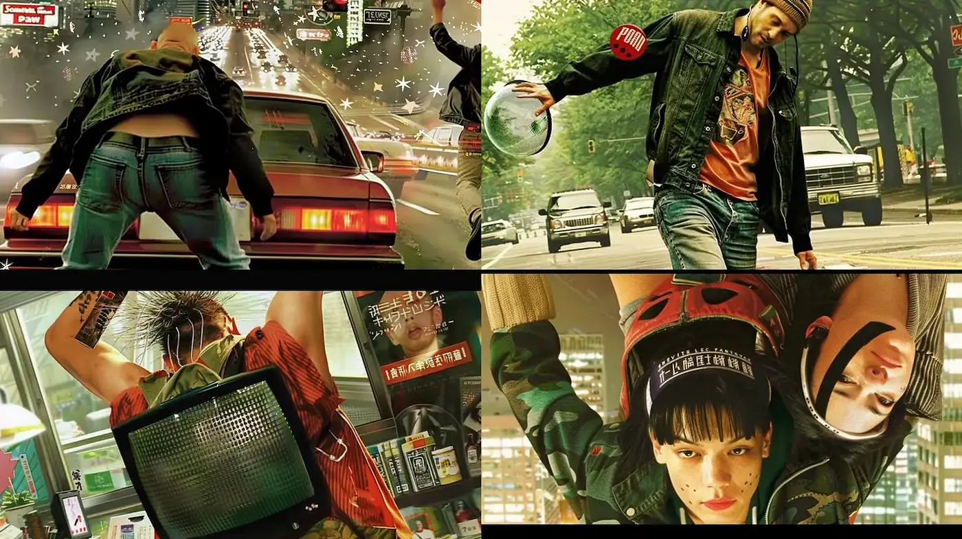 Dynamic urban scenes with a contemporary edge and nostalgic undertones - Midjourney sref style