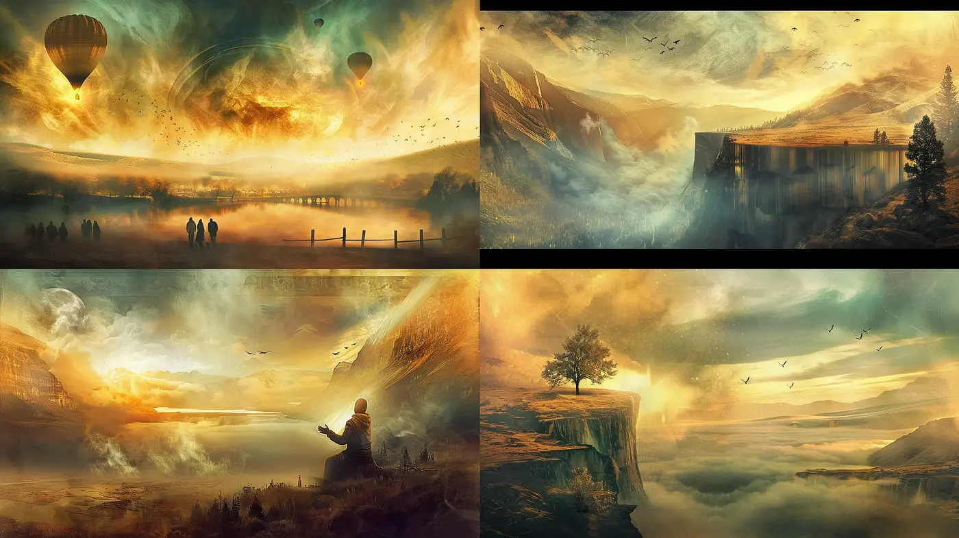 Ethereal Twilight Vistas: A Collection of Surreal Landscapes in a Consistent Dreamscape Style - Midjourney sref style