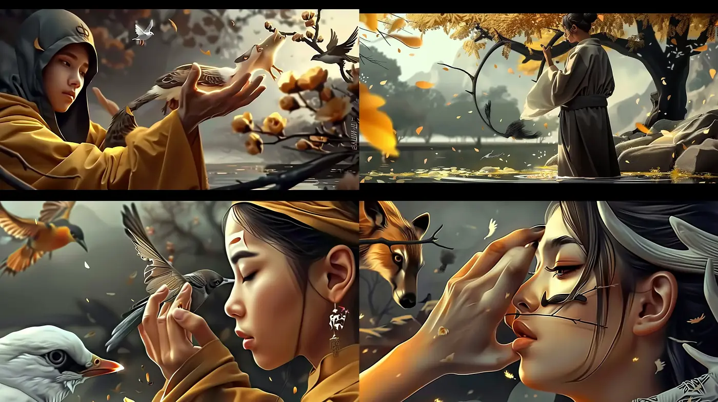 Autumnal Harmony in Saturated Earth Tones - Midjourney sref style