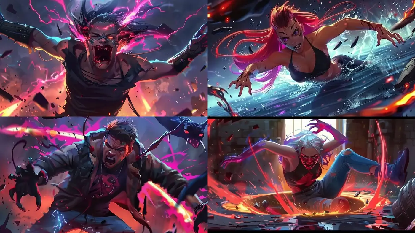 Dynamic Neon Clash in Digital Brushwork - Midjourney sref style