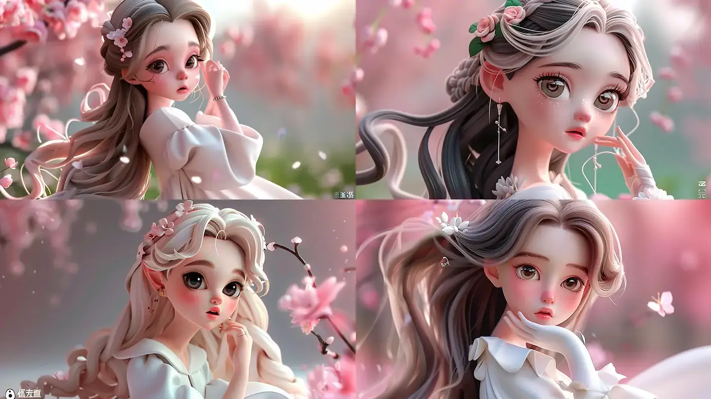 Delicate and Dreamlike Portraits Evoking Whimsy in a Floral Setting - Midjourney sref style