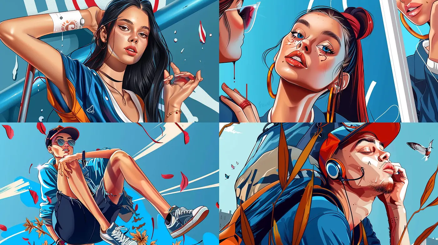 Vibrant Urban Energy: A Fusion of Dynamic Comic Book Realism and Street Art Aesthetics - Midjourney sref style