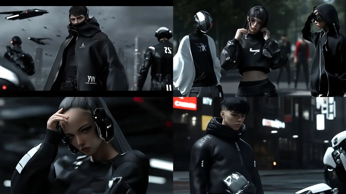 Futuristic Urban Elegance with a High-Contrast Cyberpunk Aesthetic - Midjourney sref style
