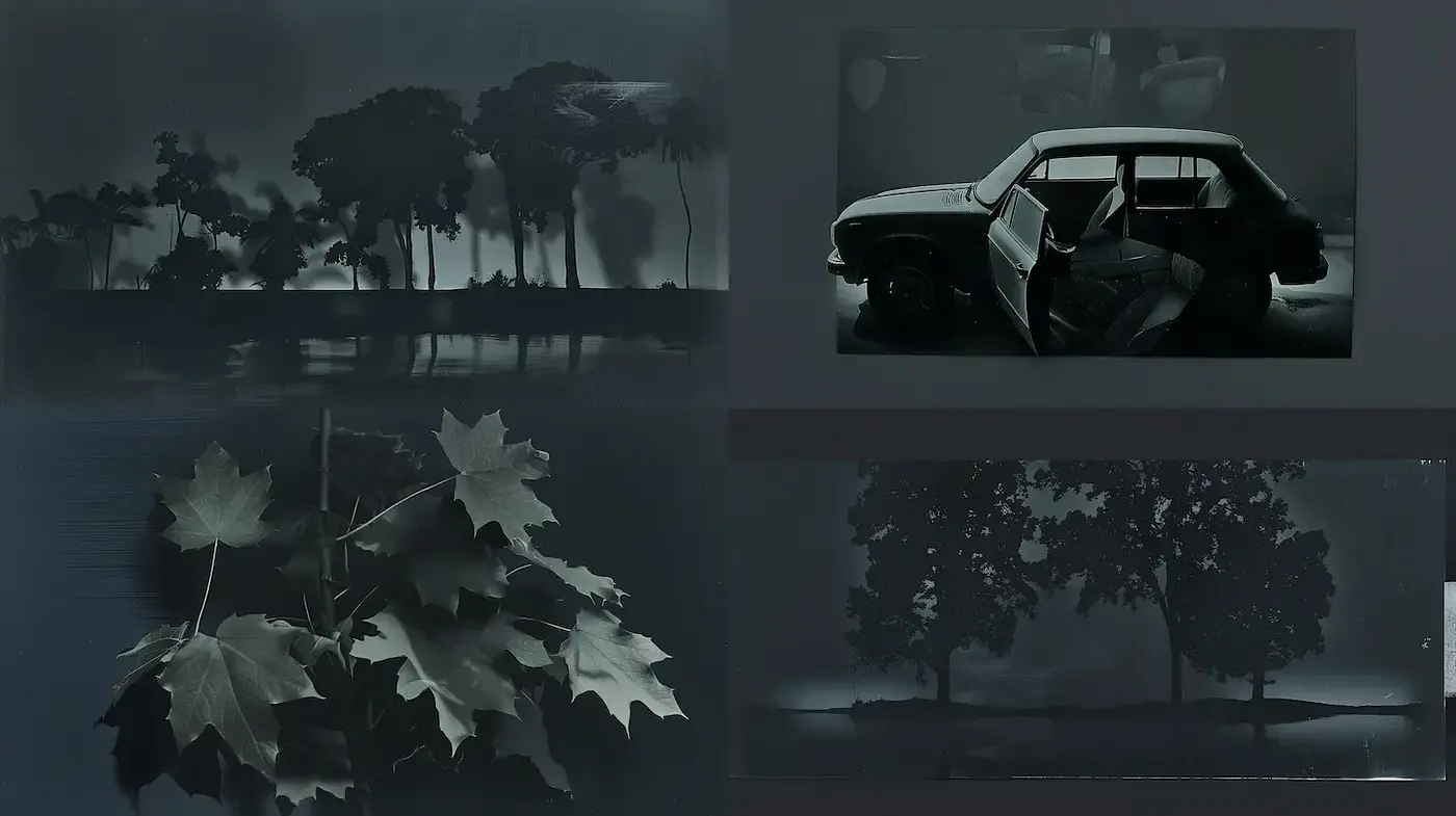 Mysterious and Moody Interpretations with Dark Textures - Midjourney sref style