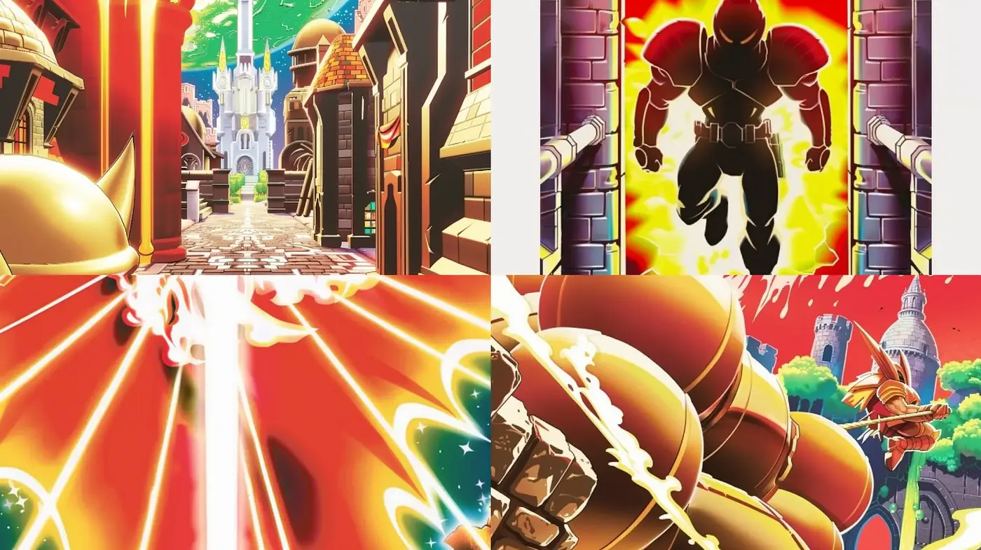 Luminous Chromatic Fusion: A Modern Homage to Dynamic Anime Action - Midjourney sref style