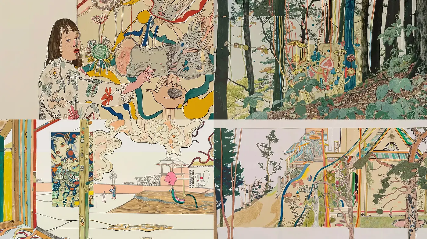 Harmonious Blend of Ukiyo-e Elegance and Modern Whimsy - Midjourney sref style