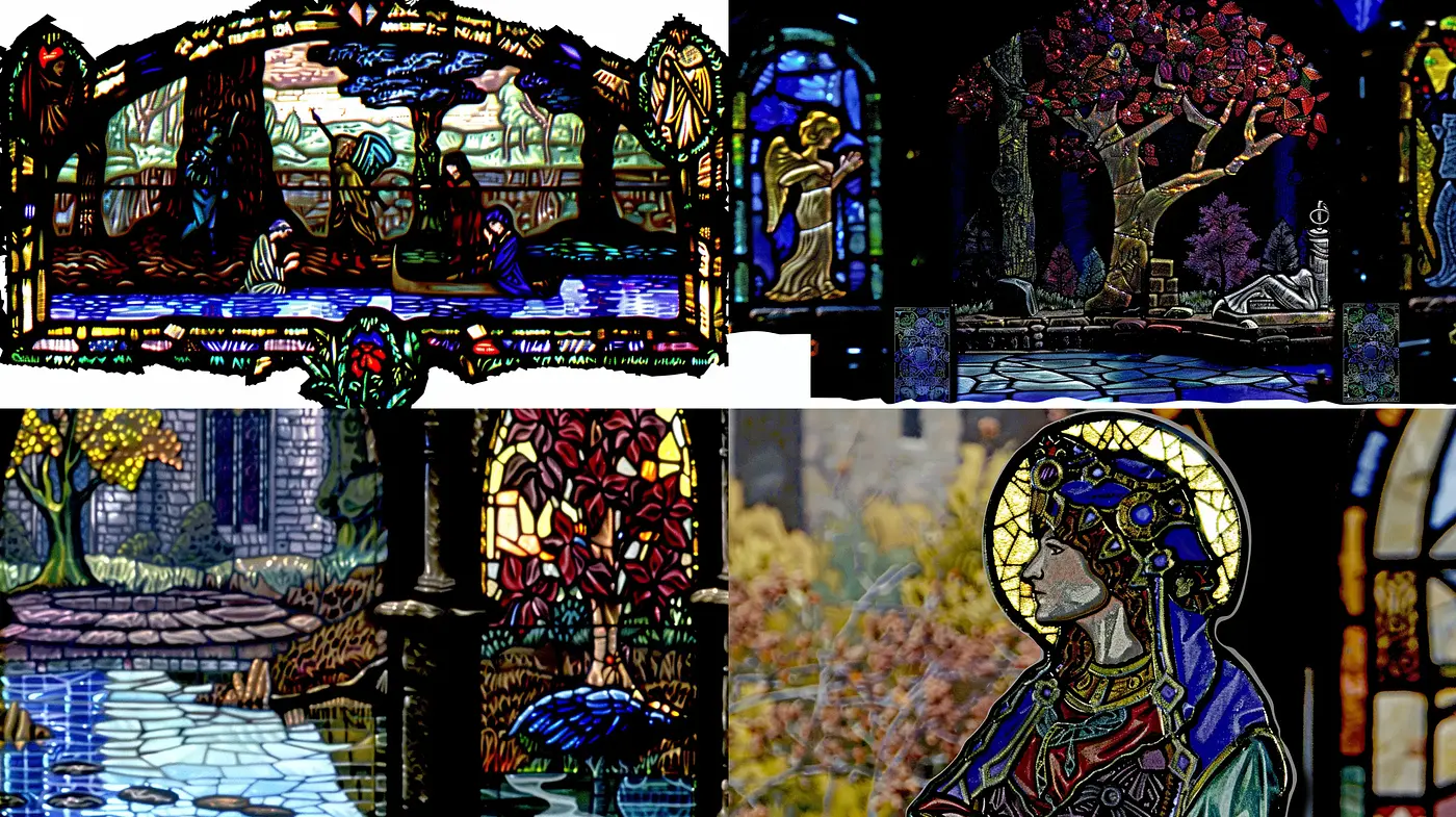 Stained Glass Splendor: A Homage to Gothic Art and Luminous Color Interplay - Midjourney sref style