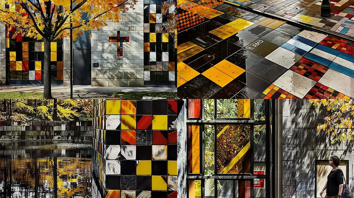 Vibrant Urban Mosaic with a Contemporary Artistic Flair - Midjourney sref style