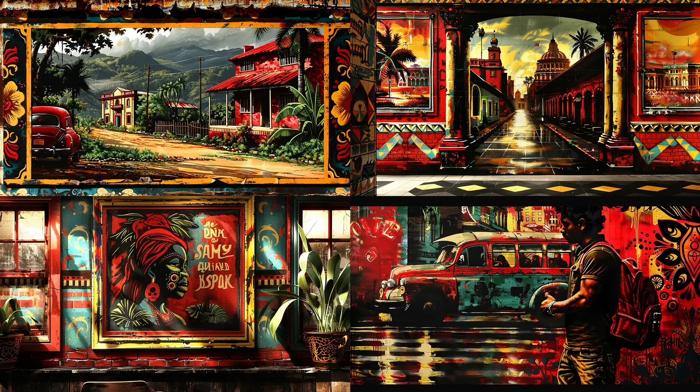 Lush Tropical Ambiance with Vivid Textural Expression - Midjourney sref style