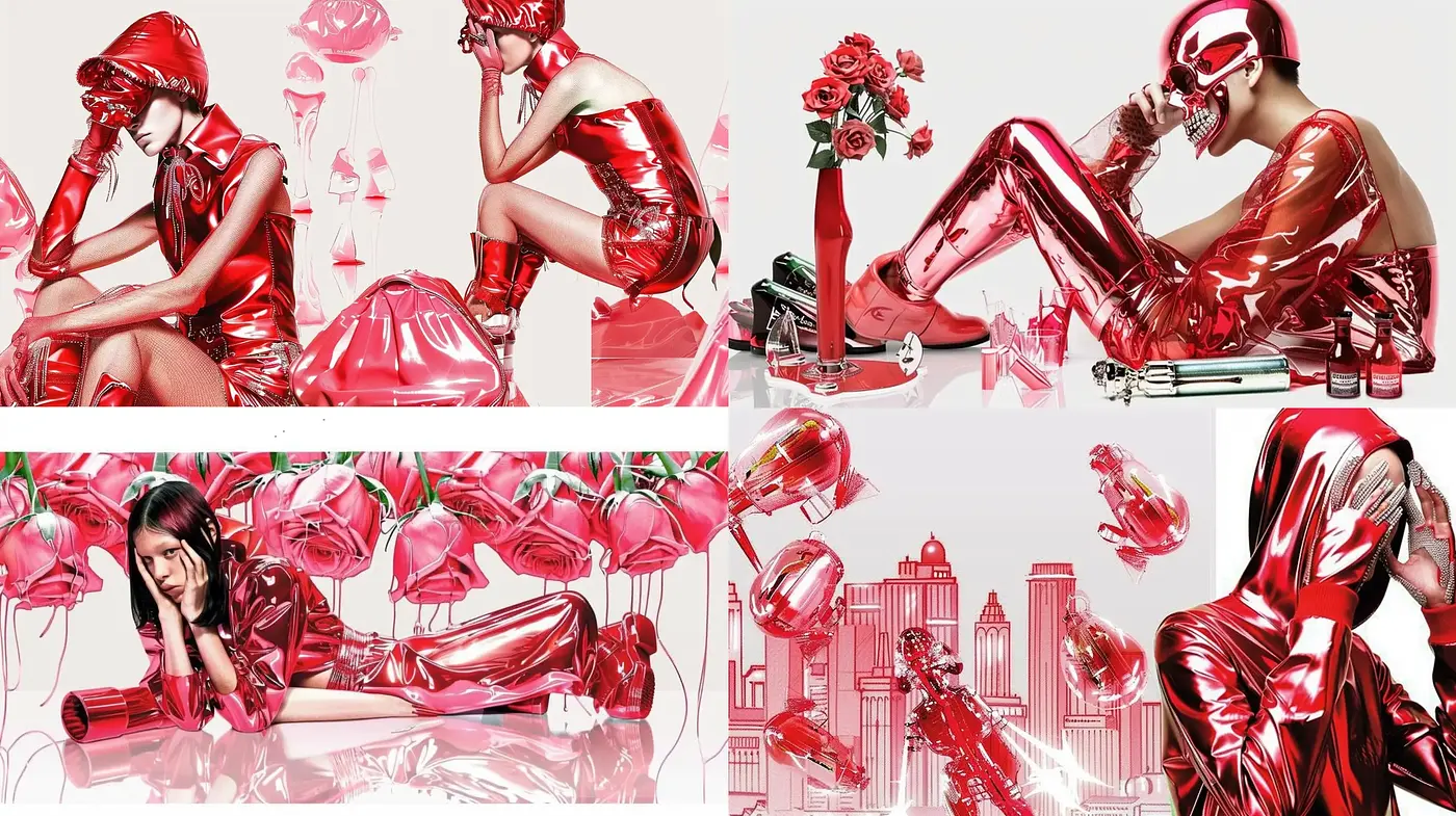 Futuristic Gloss and Radiant Red Hues - Midjourney sref style