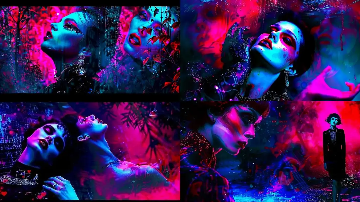 Surreal and Ethereal Aesthetic with a Neon Color Scheme - Midjourney sref style