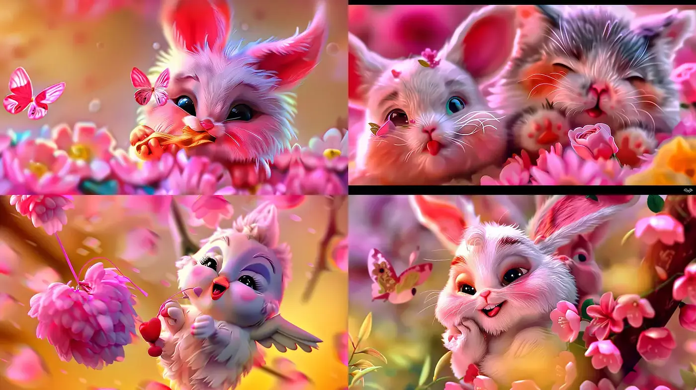 Whimsical and Playful Animal Art with Soft Textures and Vibrant Colors - Midjourney sref style