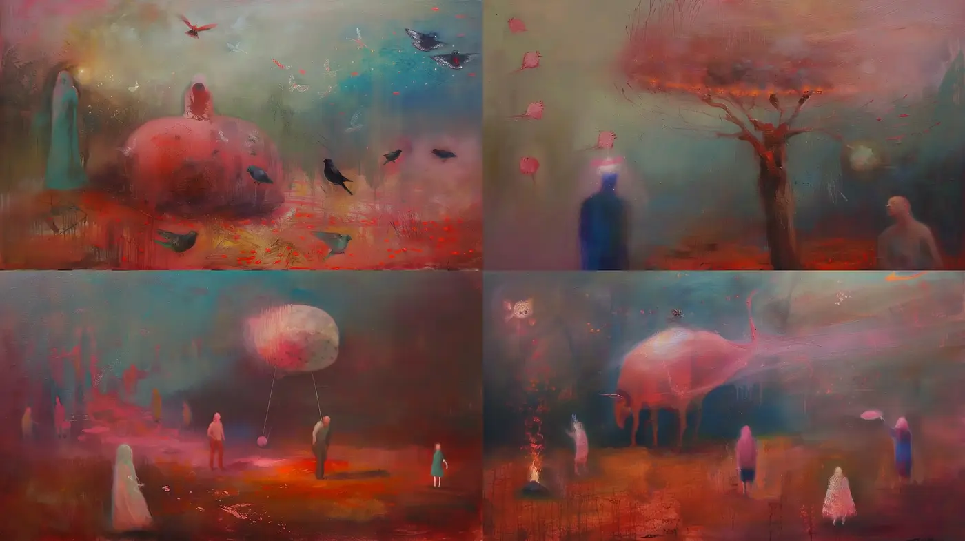 Ethereal Dreamscapes: A Mélange of Surreal Horizons and Whimsical Tones - Midjourney sref style