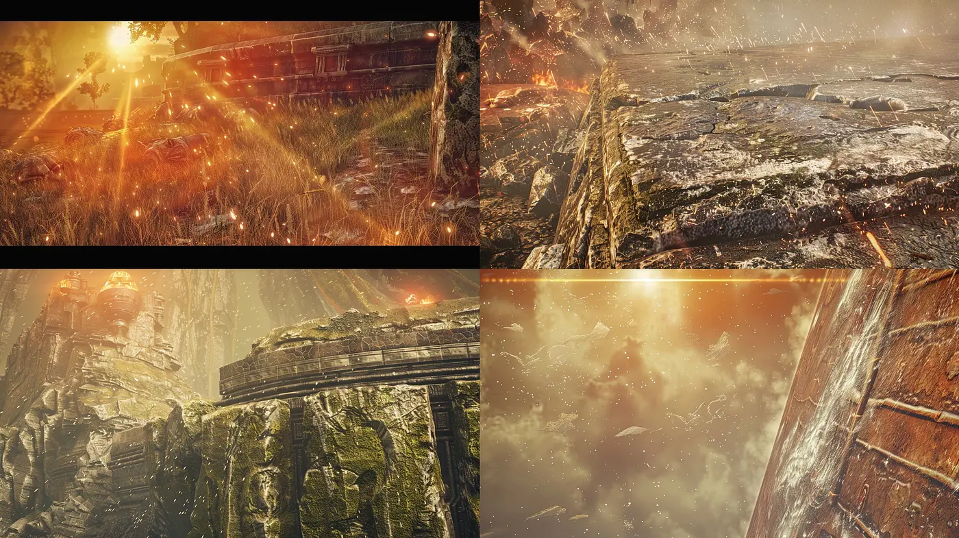 Luminous Elegy of Decayed Grandeur: A Photorealistic Journey Through Abandoned Vistas - Midjourney sref style