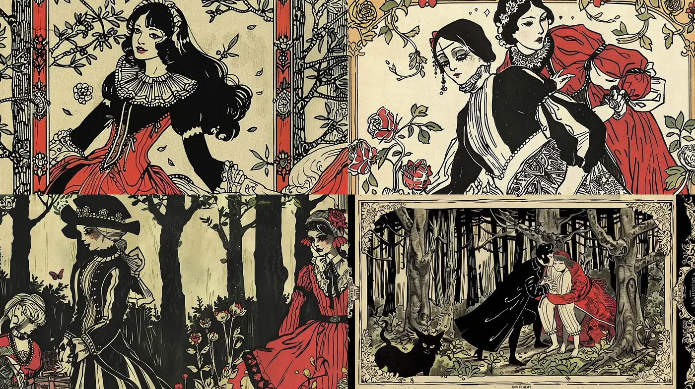 Enchanted Woodcut Storybook Illustrations - Midjourney sref style