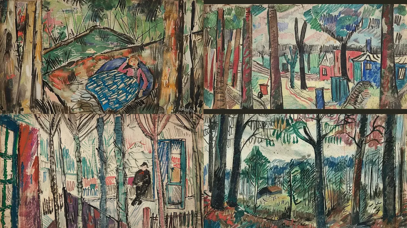 Expressive Brushwork and Earthy Tonal Fusion - Midjourney sref style