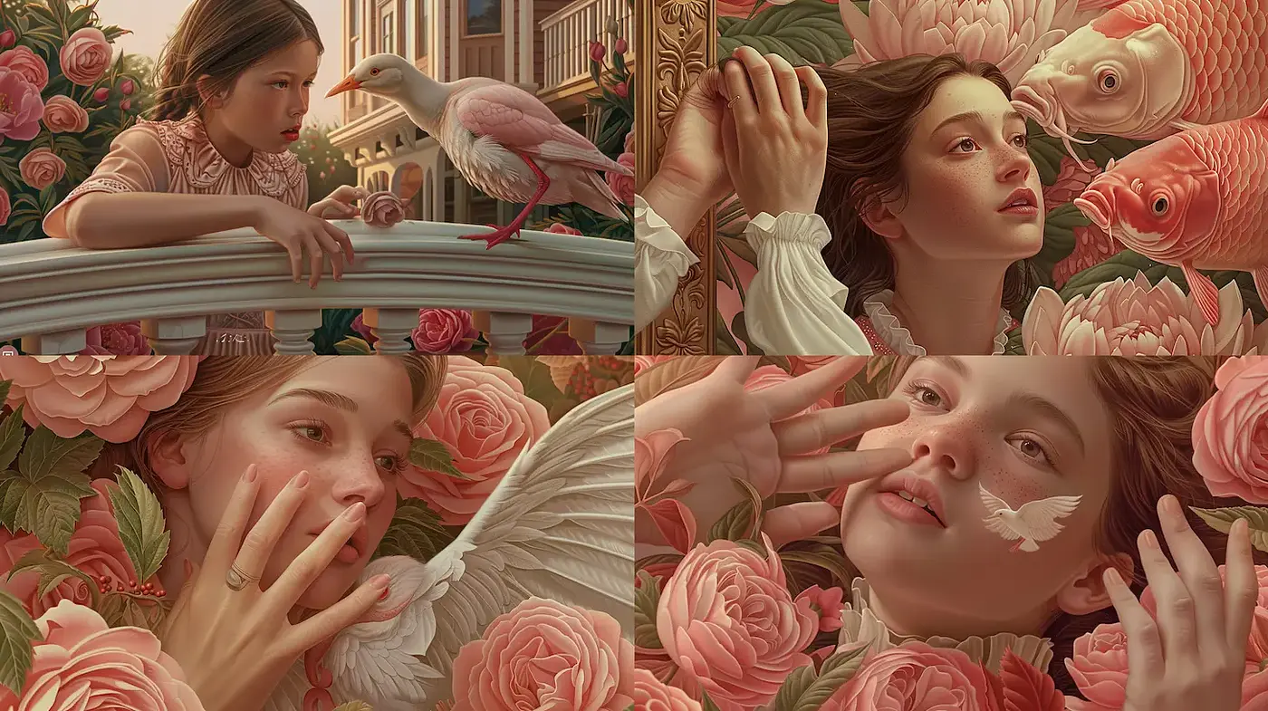 Ethereal Floral Elegance with a Touch of Surrealism and Romanticism - Midjourney sref style
