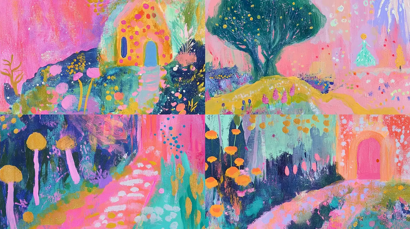 Fanciful Pastel Dreamscape in Textured Impressionism - Midjourney sref style