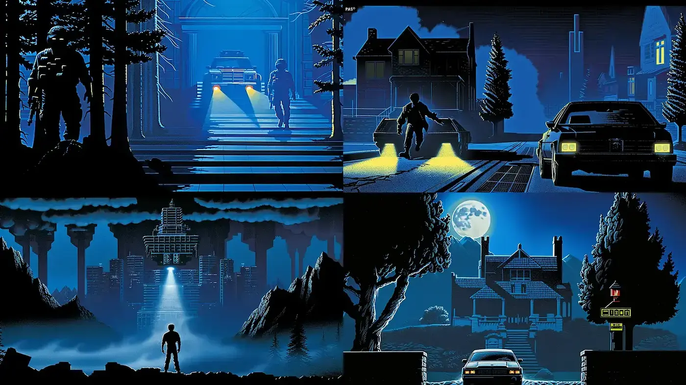 Sophisticated Neo-noir Urban Landscapes with Retro Aesthetics - Midjourney sref style