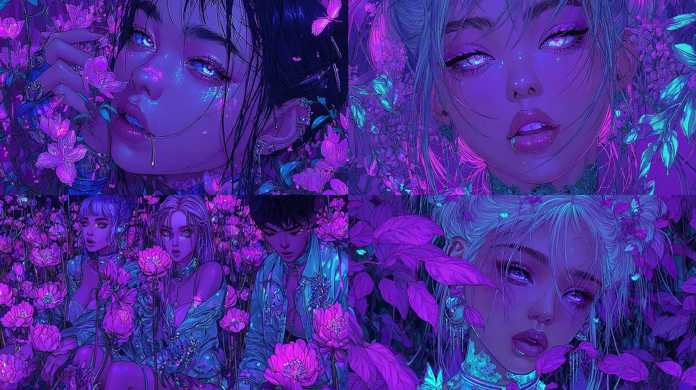 Lush Enchantment: A Synthesis of Vibrant Floral Fantasies and Dreamlike Realities - Midjourney sref style