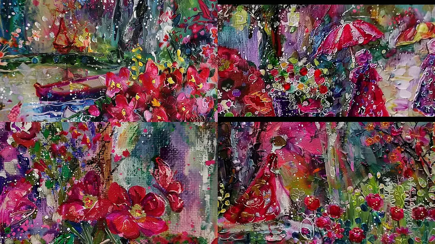 Vibrant and Expressive Floral Imagery with Impressionist Influences - Midjourney sref style