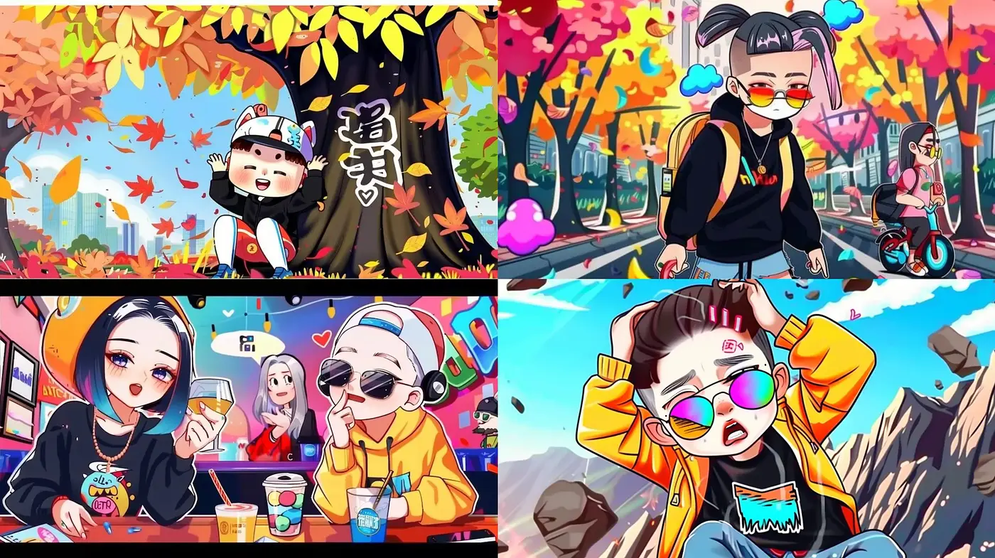 Youthful Expressions in a Vibrant Anime-Inspired Urban Wonderland - Midjourney sref style