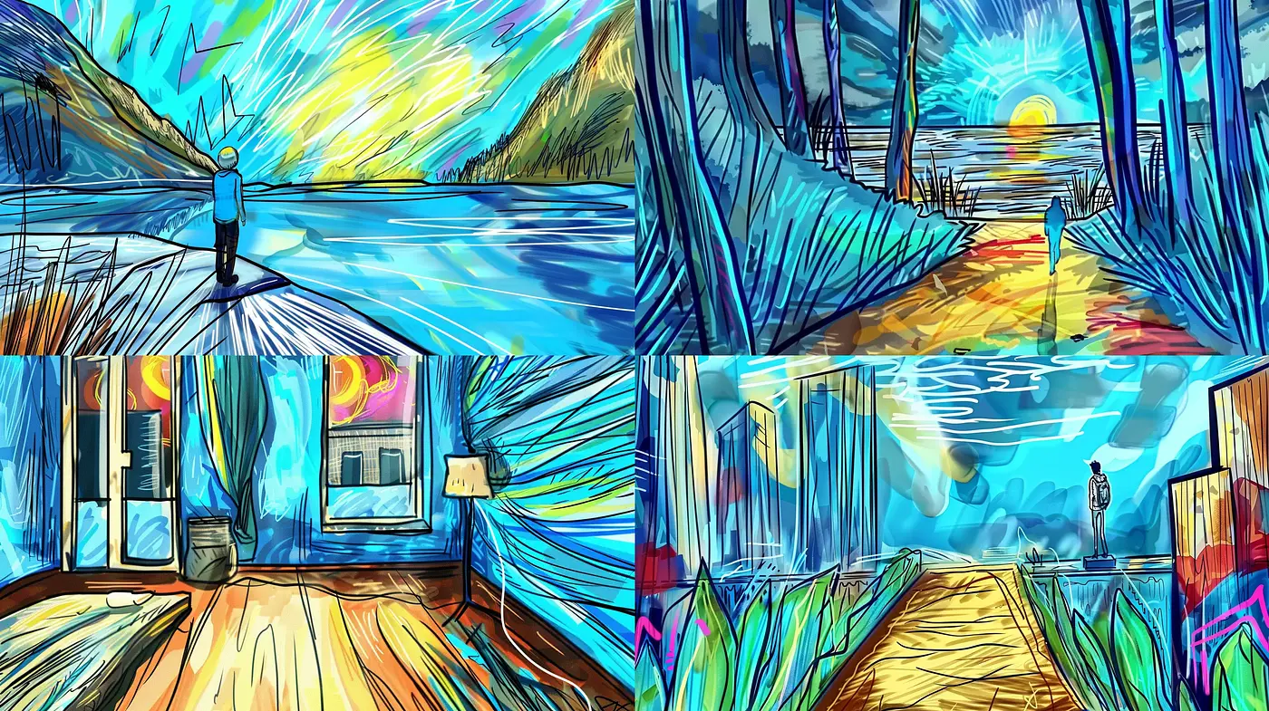 Vibrant Expressionist Brushwork Scenes - Midjourney sref style