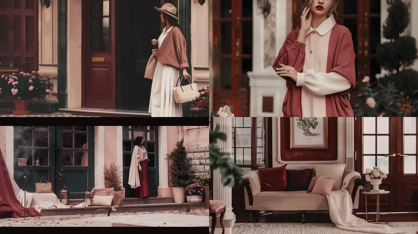 Muted Elegance in a Rosy Vintage Dreamscape - Midjourney sref style