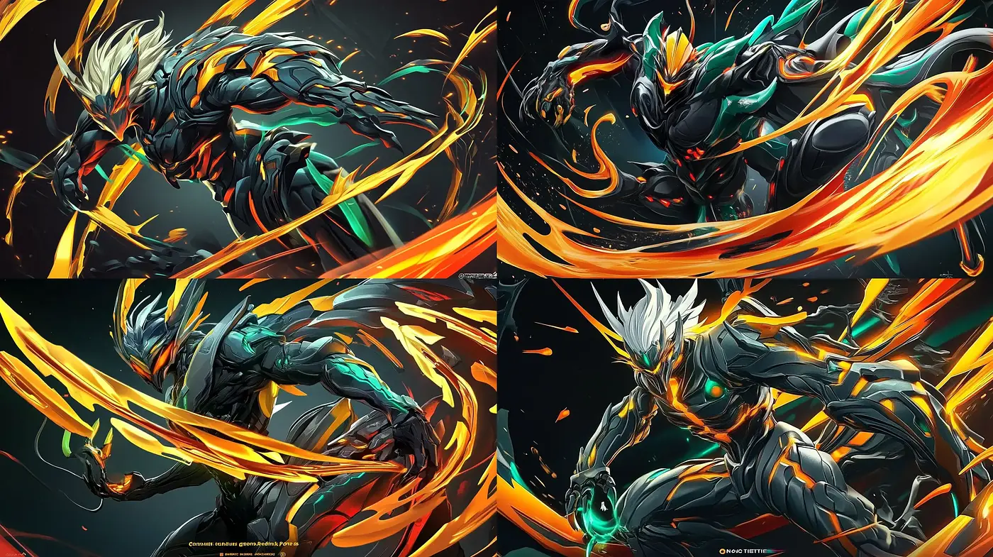 Dynamic Energetic Blaze: Fusion of Vivid Motion and Abstract Form - Midjourney sref style