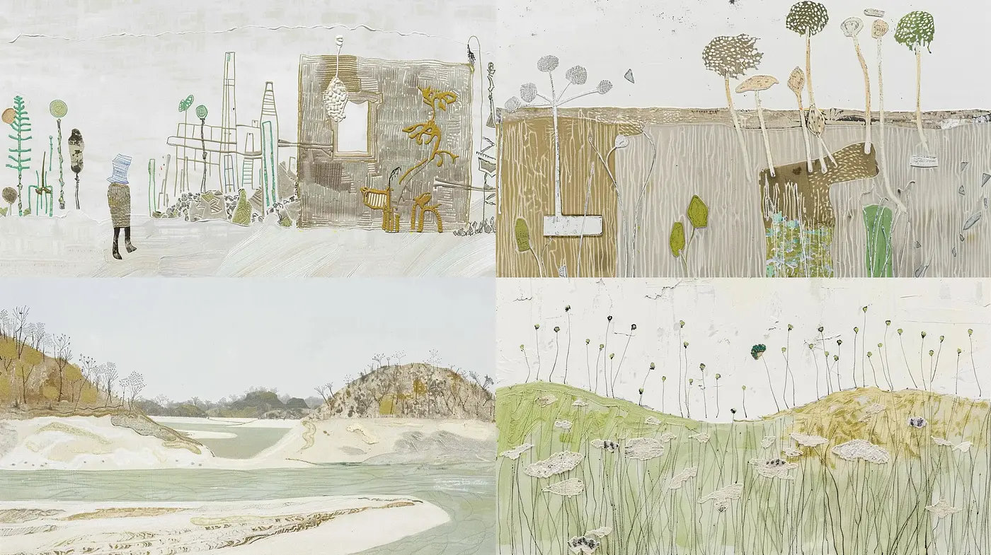 Ethereal Pastel Vistas: Organic Elements and Dreamlike Textures in Art - Midjourney sref style